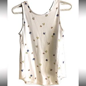 St Johns Bay Women’s Tank Top Petite Small White Umbrella Pattern
